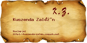 Kuszenda Zalán névjegykártya